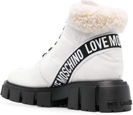 Love Moschino padded lace-up ankle boots White