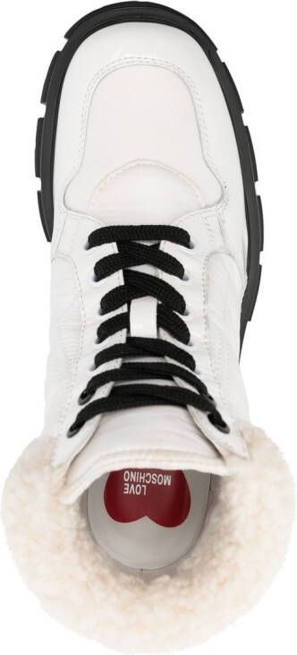 Love Moschino padded lace-up ankle boots White