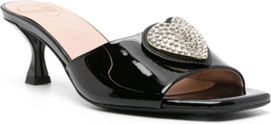 Love Moschino patent-leather open-toe mules Black
