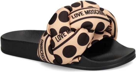 Love Moschino polka dot printed slides Black