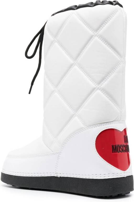 Love Moschino quilted patent snow boots White