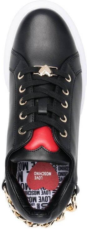 Love Moschino Red Heart chain-link sneakers Black