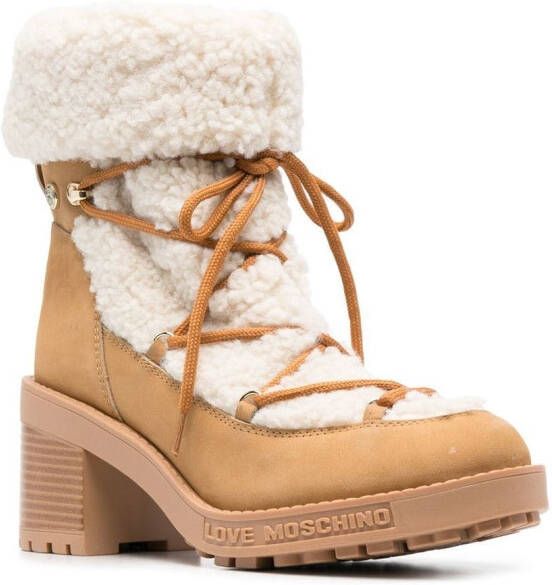 Love Moschino shearling ankle boots Neutrals