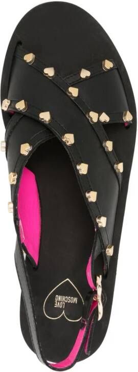 Love Moschino sling back leather sandals Black