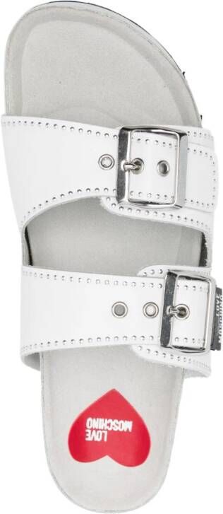 Love Moschino stud-embellished buckled sandals White