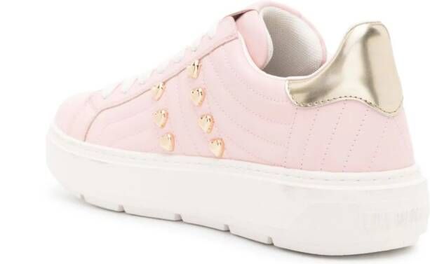 Love Moschino stud-embellished leather sneakers Pink