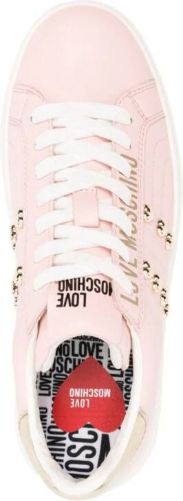 Love Moschino stud-embellished leather sneakers Pink