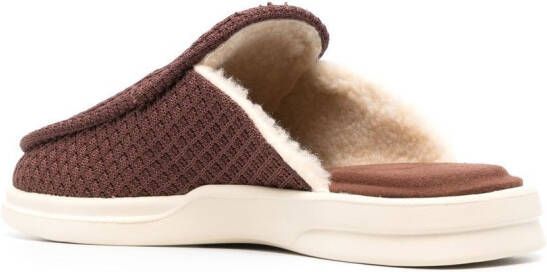 Lusso Esto waffle-knit sherpa slippers Brown