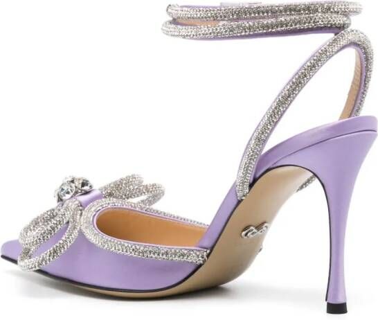 MACH & MACH 100mm crystal-embellished satin pumps Purple