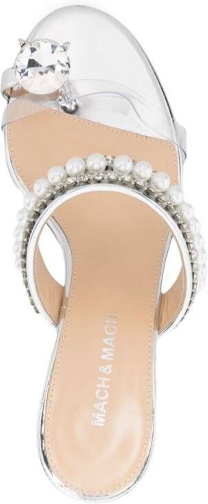 MACH & MACH 60mm crystal-embellished leather mules Silver