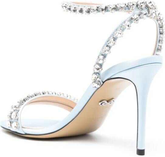 MACH & MACH 90mm crystal-embellished satin sandals Blue