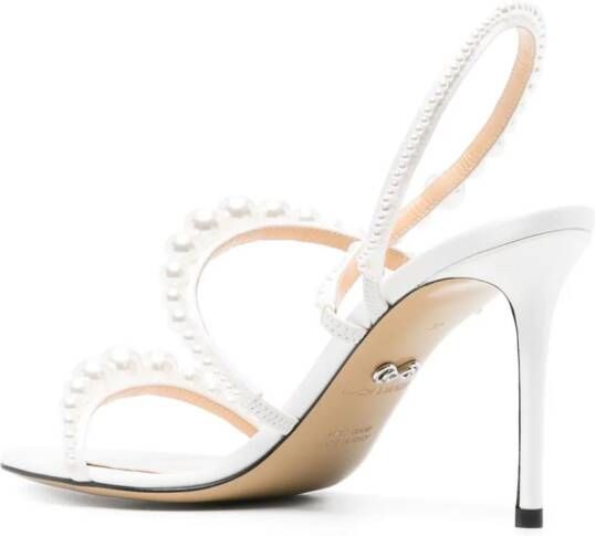 MACH & MACH 90mm faux-pearl satin sandals White