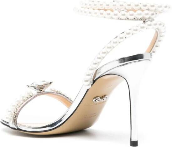 MACH & MACH 90mm pearl-embellished sandals Silver
