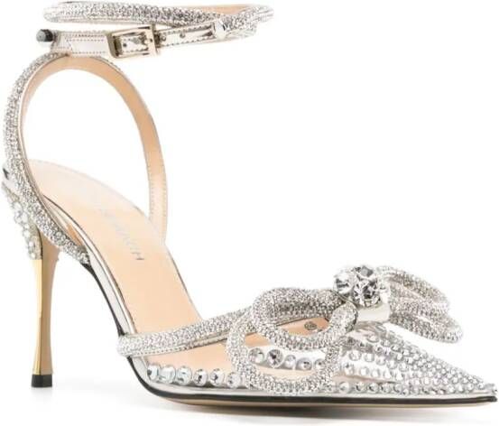 MACH & MACH 95m bow-detailed crystal-embellished sandals Silver