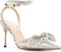 MACH & MACH 95m bow-detailed crystal-embellished sandals Silver - Thumbnail 2