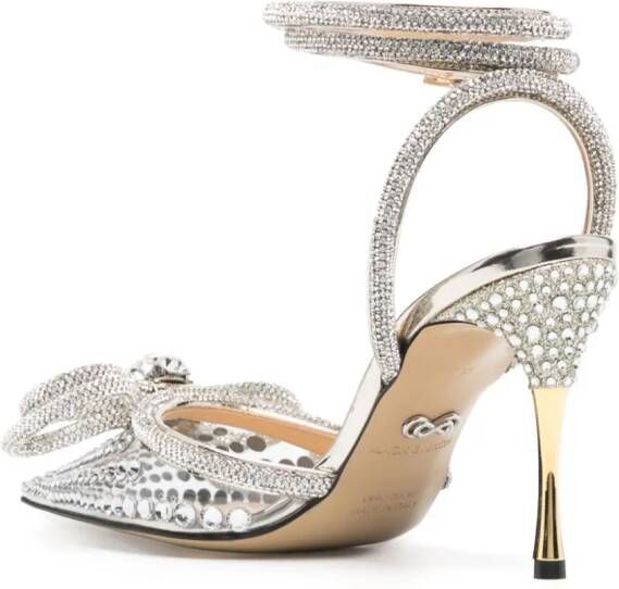 MACH & MACH 95m bow-detailed crystal-embellished sandals Silver