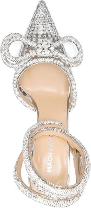 MACH & MACH 95m bow-detailed crystal-embellished sandals Silver