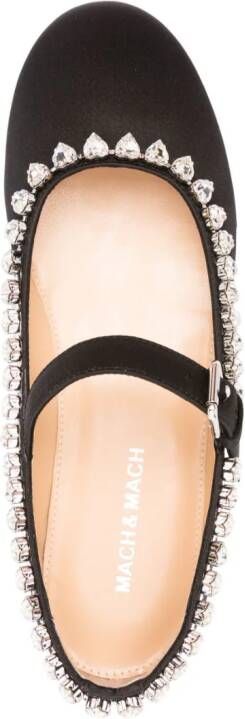 MACH & MACH Audrey crystal-embellished ballerina shoes Black