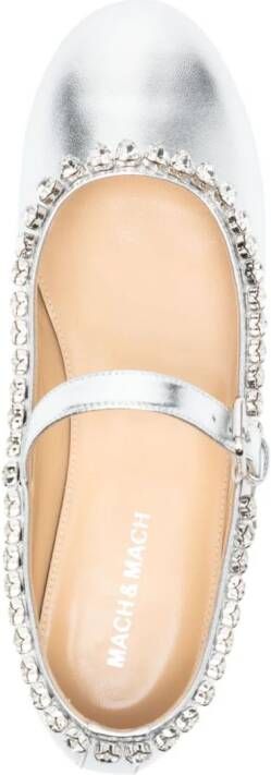MACH & MACH crystal-embellished leather ballerina shoes Silver