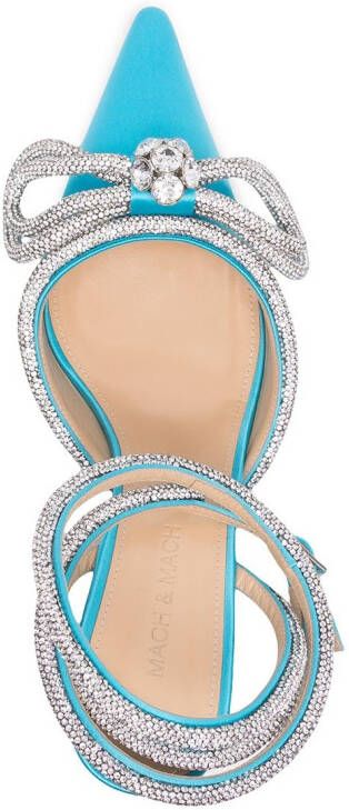 MACH & MACH crystal-embellished low-heel pumps Blue