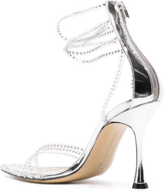 MACH & MACH crystal-embellished strappy 90mm sandals Silver