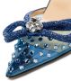 MACH & MACH Double Bow 100mm crystal-embellished mules Blue - Thumbnail 3