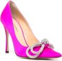MACH & MACH Double Bow 110mm crystal-embellished pumps Pink - Thumbnail 2