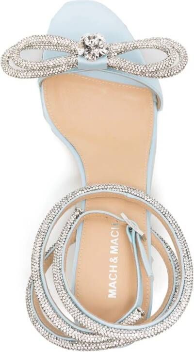 MACH & MACH Double Bow 65mm crystal-embellished sandals Blue