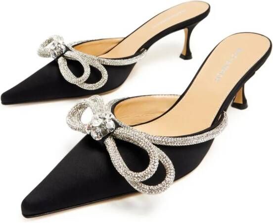 MACH & MACH Double Bow 65mm embellished mules Black