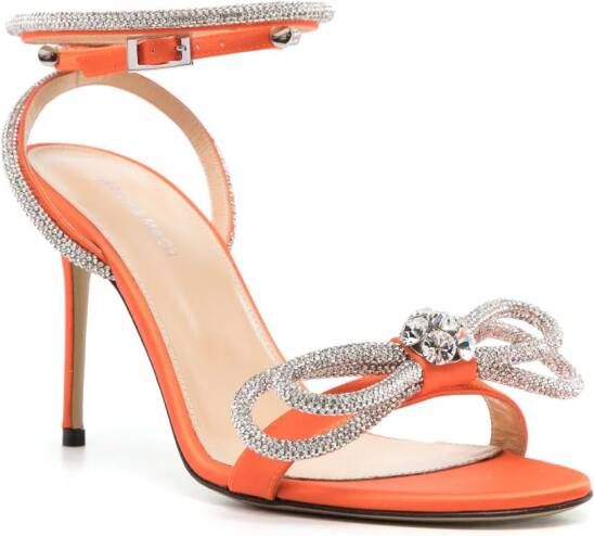 MACH & MACH Double Bow 95mm crystal-embellished sandals Orange