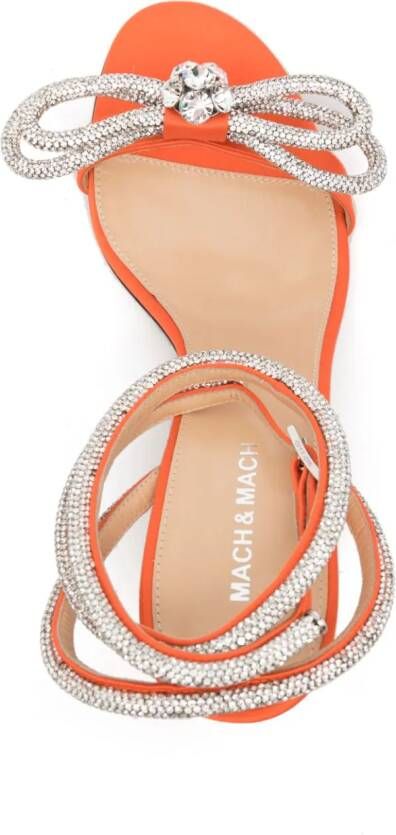 MACH & MACH Double Bow 95mm crystal-embellished sandals Orange