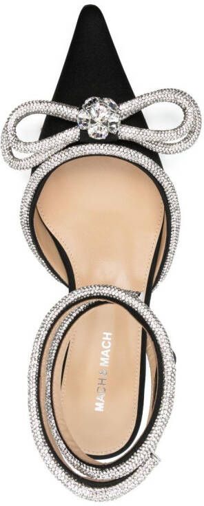 MACH & MACH Double Bow satin ballerina shoes Black