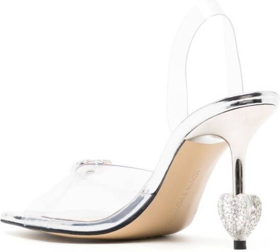 MACH & MACH Heart crystal-embellished 90mm sandals Silver