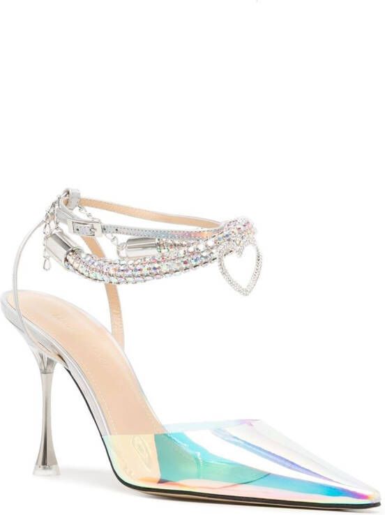 MACH & MACH iridescent crystal-strap pumps Metallic