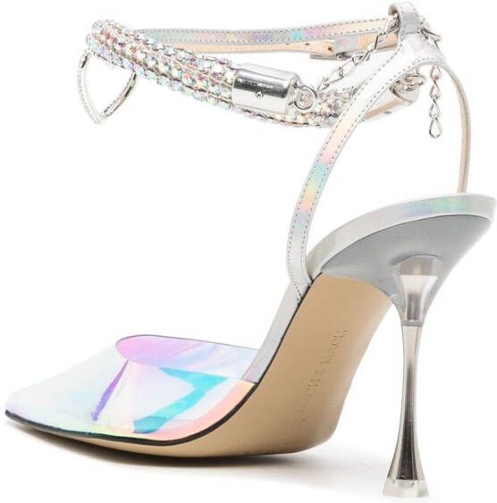 MACH & MACH iridescent crystal-strap pumps Metallic