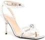 MACH & MACH 100mm pearl-embellished leather sandals Silver - Thumbnail 2