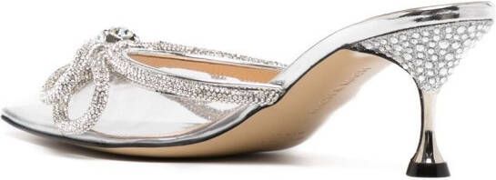 MACH & MACH 65mm crystal-embellished double bow mules Silver