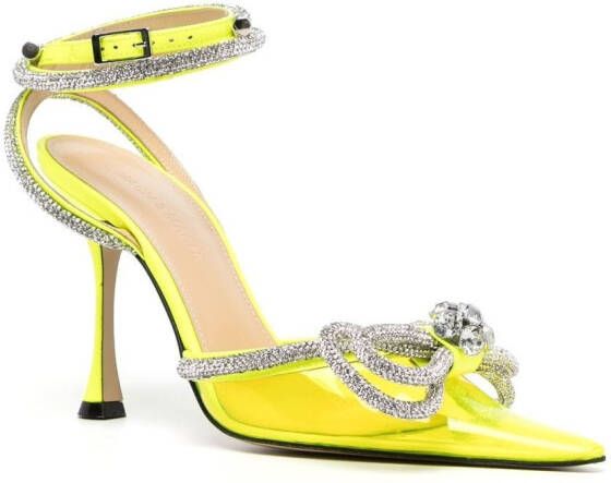 MACH & MACH crystal-embellished 90mm leather pumps Yellow