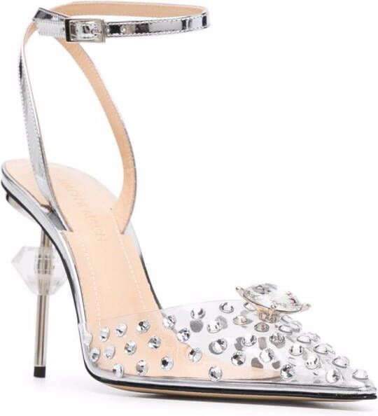 MACH & MACH crystal-embellished stiletto pumps Silver