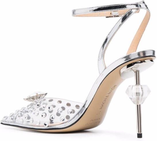 MACH & MACH crystal-embellished stiletto pumps Silver