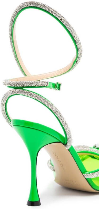 MACH & MACH Double Bow 100mm pointed pumps Green