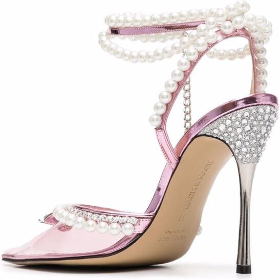 MACH & MACH pearl-detail transparent pumps Pink