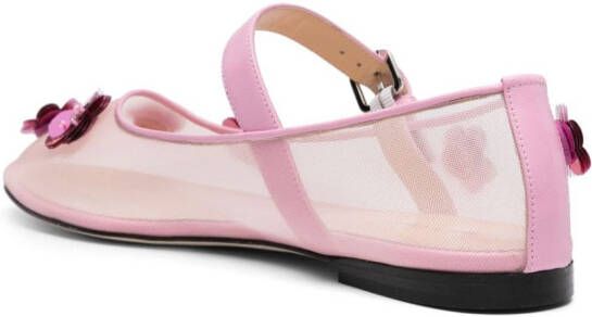 MACH & MACH Mesh Flowers ballerina shoes Pink
