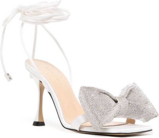 MACH & MACH Nicole bow crystal-embellished sandals Silver