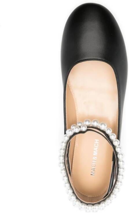 MACH & MACH Sirene leather ballerina shoes Black