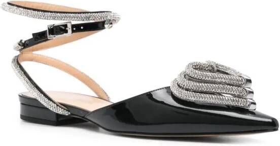 MACH & MACH Triple Heart crystal-embellished ballerina shoes Black
