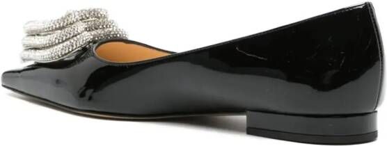 MACH & MACH Triple Heart leather ballerina shoes Black