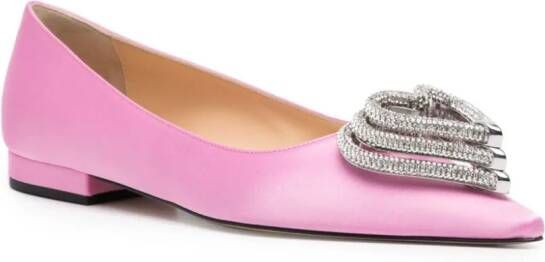 MACH & MACH Triple Heart satin ballerina shoes Pink