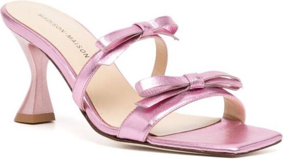 Madison.Maison 80mm metallic bow-detail sandals Pink