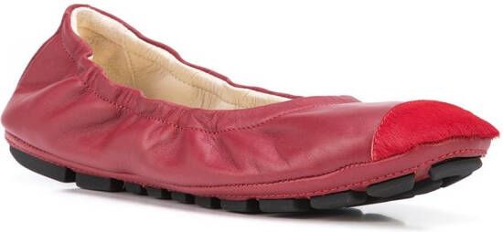 Madison.Maison contrast-toe wrinkled ballet flats Red